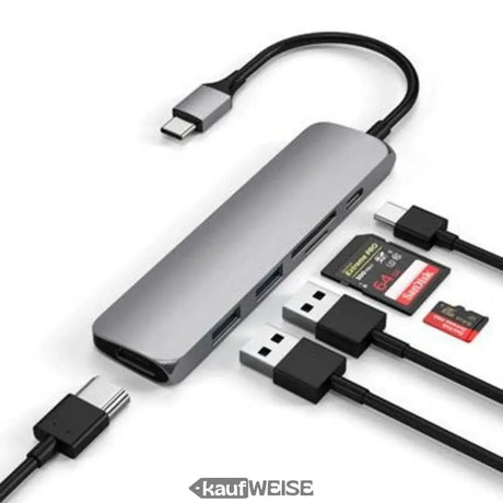 Satechi V2 Slim USB-C Multiport Adapter | 4K 60Hz HDMI & 60W PD | Space Grey