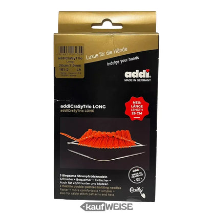 Addi CraSy Trio Long 3er Set Verpackung für biegsame Socken-Stricknadeln
