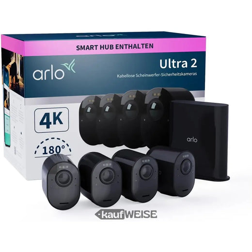 Arlo Ultra 2 4K-sikkerhedssystem med 4 kameraer (sort)