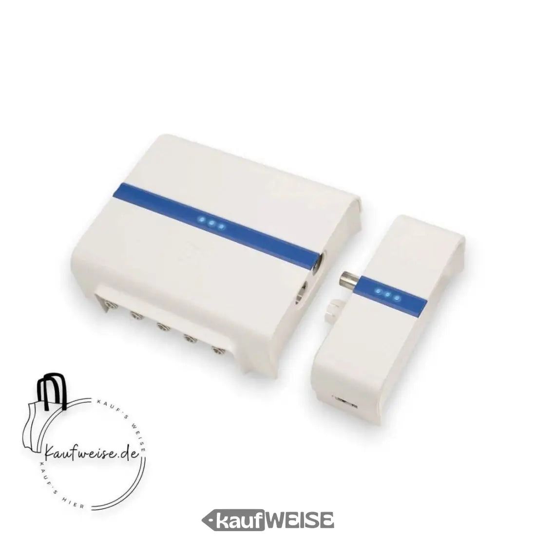 Weiß elektronische Geräte mit blauen Streifen, Hirschmann INCA 1G Plug Ethernetadapter