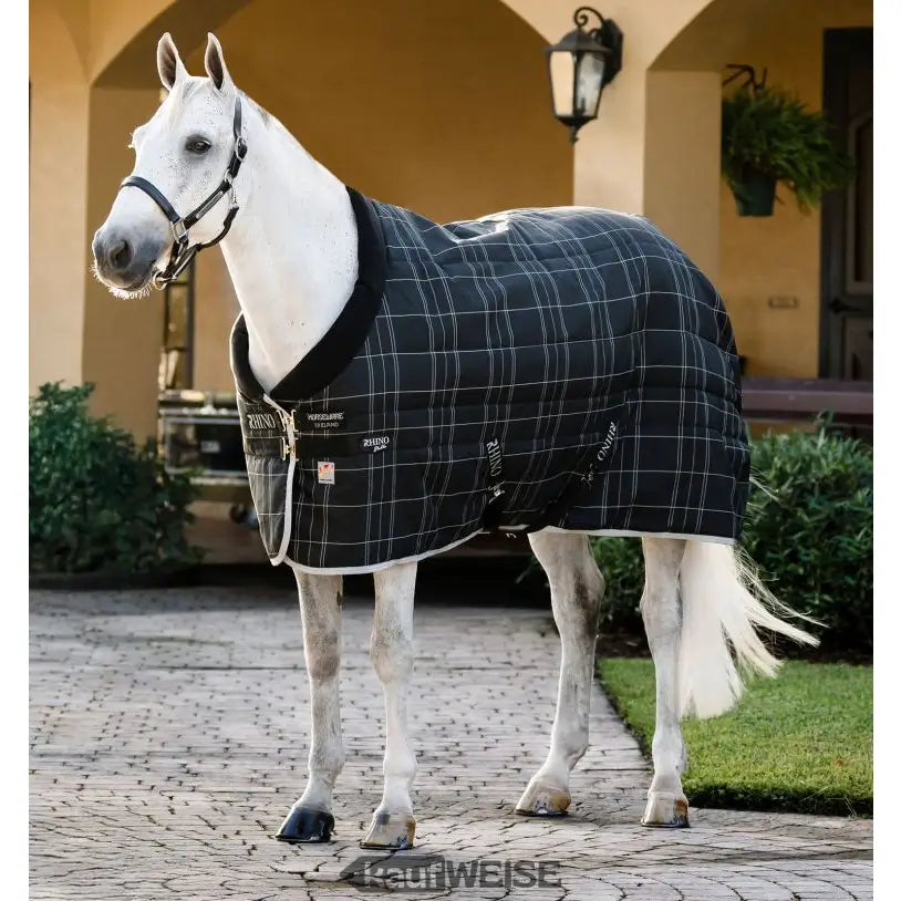 Robuste Rhino Stalldecke 250g Vari-Layer 130cm schwarz-weiß Karo quilted