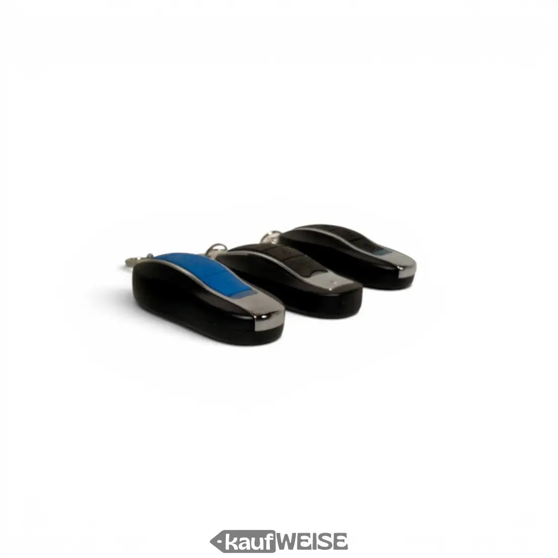 Hoverboard fernbedienung mit schlüsselring in schwarz und blau mit metallischen akzenten und fernsteuerungstasten