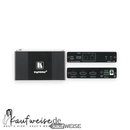 Schwarzer Kramer DigITools 2x1 4K HDMI Umschalter mit Eingängen und Ausgang