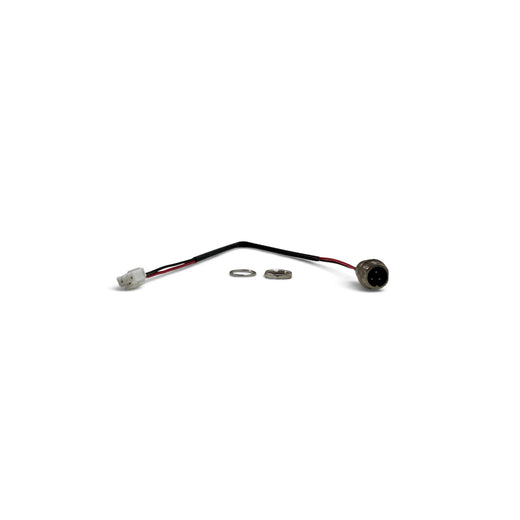 Ladestik med kabel til hoverboard / el-løbehjul | Rundt 3-pin stik, 3-polet stik med 2 tilsluttede kontakter | 24,5 cm | Inkl. møtrik og ring