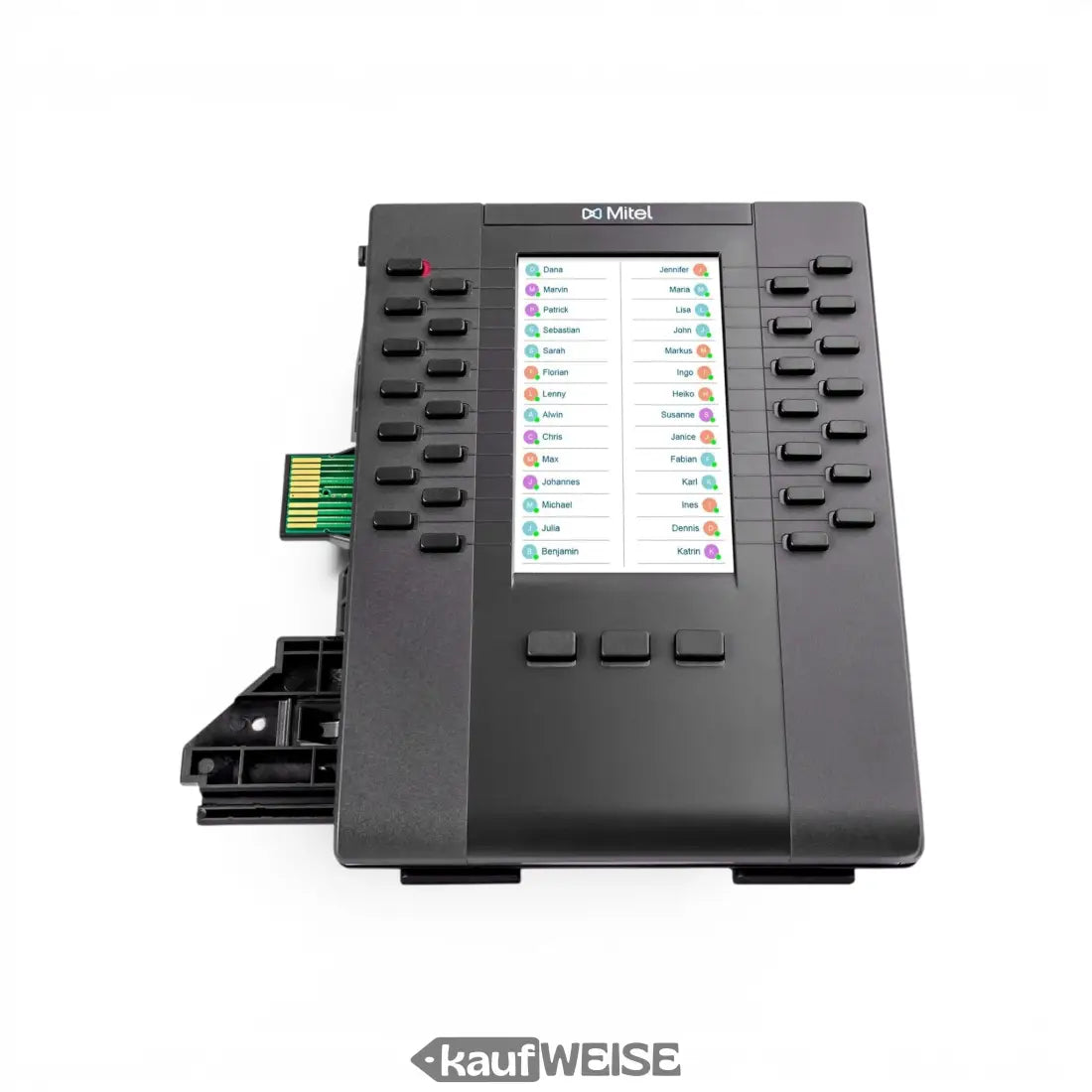 Schwarzes mitel m695 digitaltelefon mit touchscreen und lcd-erweiterungsmodul für mitel 6900 mit programmierbaren tasten