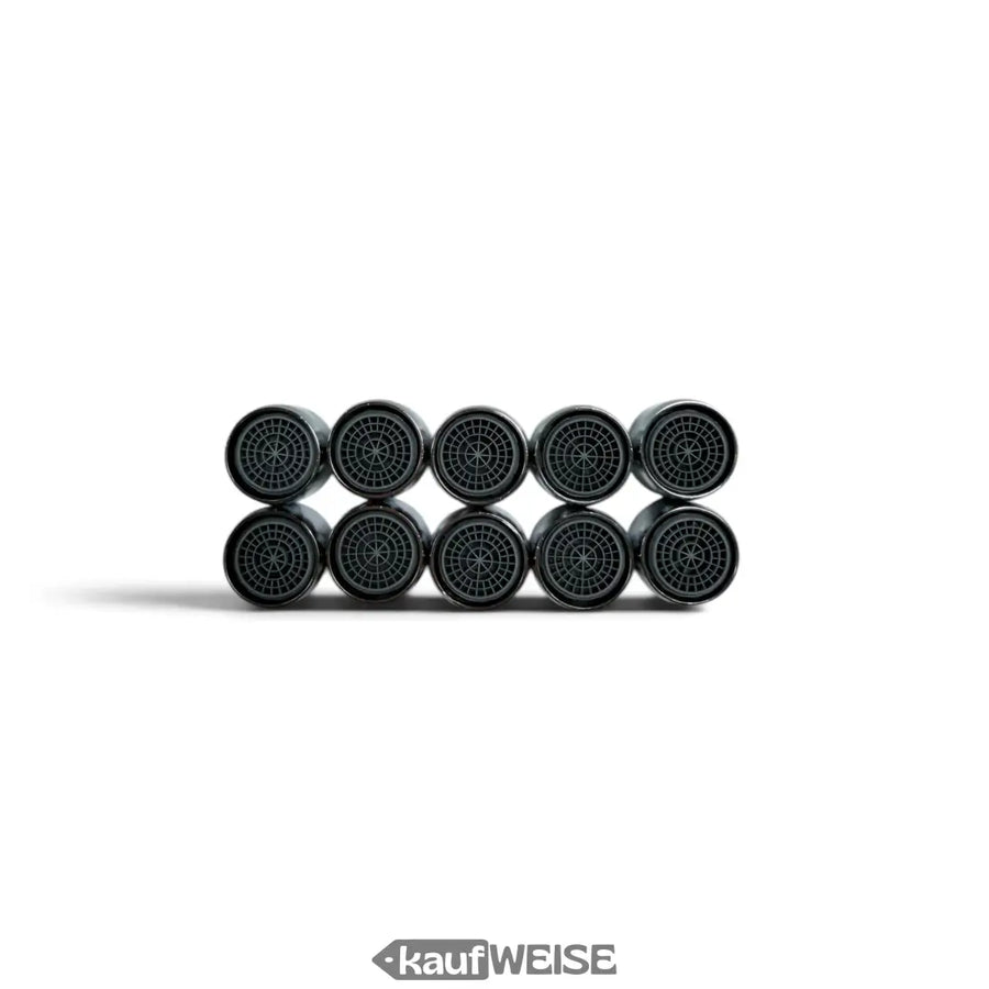 Acht schwarze neoperl cascade slc pca chromierte strahlregler m22x1 mit raster innenstruktur wassersparend antibakteriell
