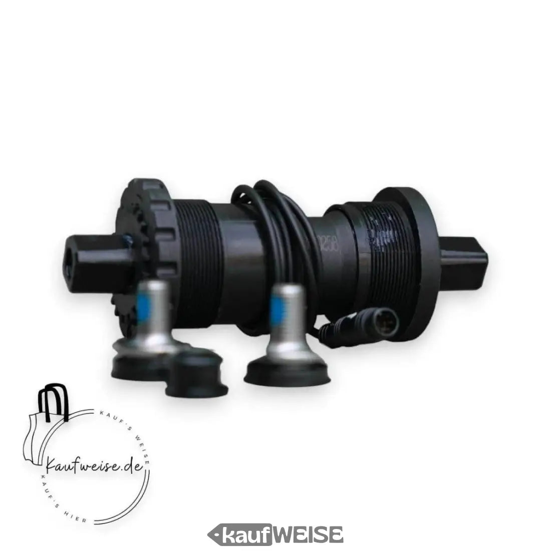 Schwarzes Fahrrad-Bottom-Bracket mit Kabeln für Bafang Drehmoment-Sensor bei VanMoof