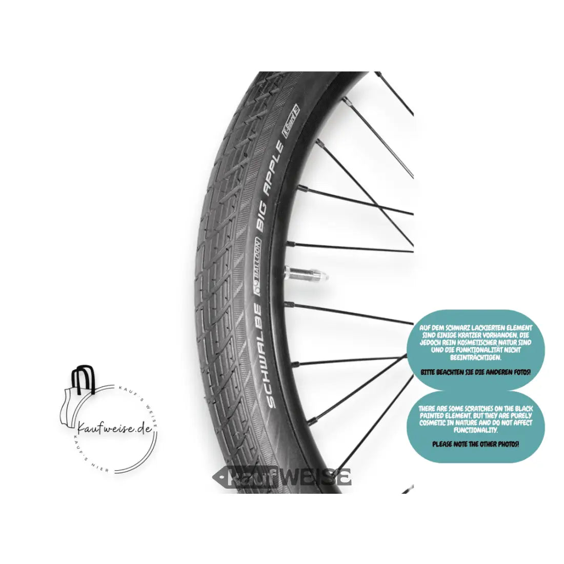 Bicycle tire with spokes for VanMoof X3 Vorderrad 24 Zoll mit Motor und Original Bremsscheibe
