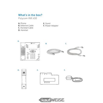 Poly obih vvx 450 ip-telefon mit sleek rechteckigem design und mehreren tasten auf der frontpanel