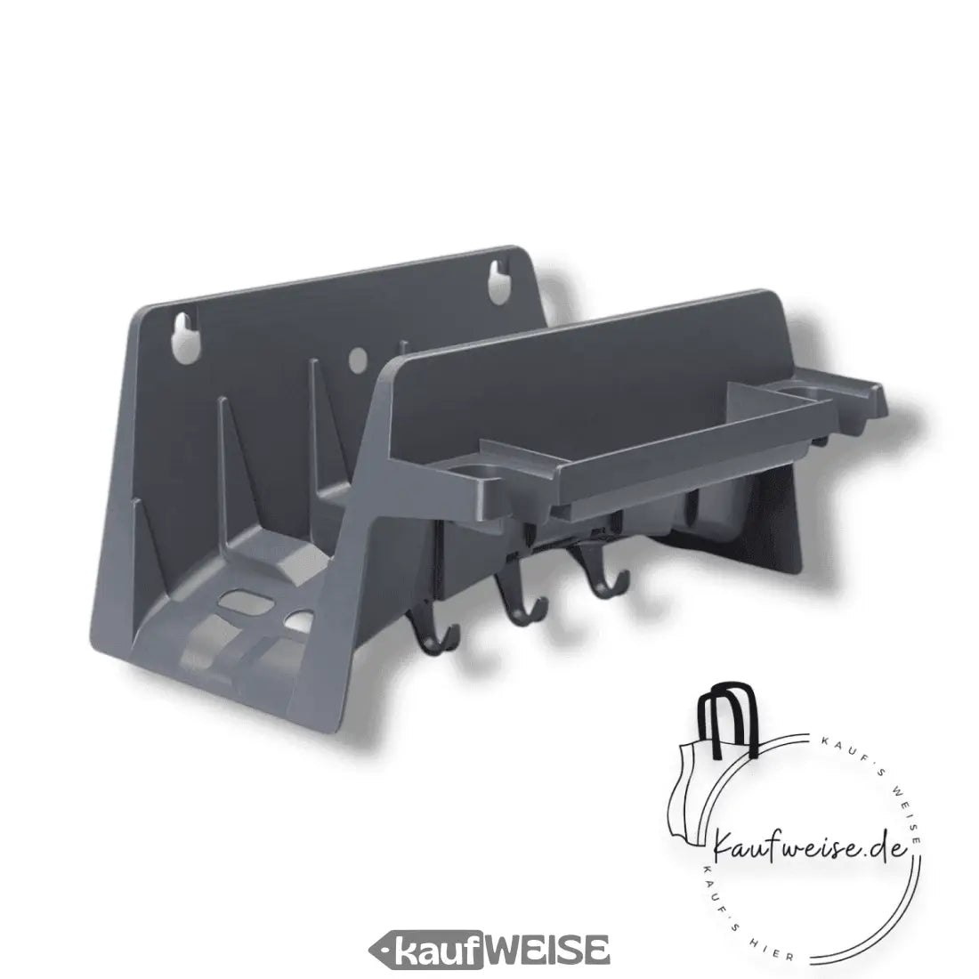 Grauer Wandschlauchhalter REHAU für platzsparende Gartenschlauch Aufbewahrung