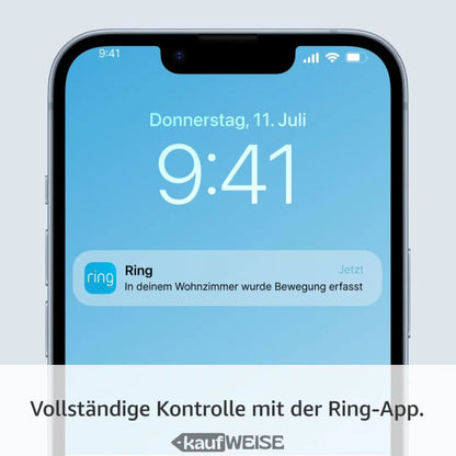 Silbernes iPhone 12 Pro mit Ring Indoor Kamera (2. Gen)