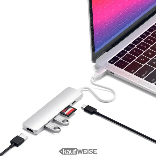 Satechi V2 Slim USB-C Multiport Adapter | 4K 60Hz HDMI & 60W PD | Sølv