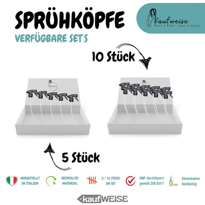 Sprühkopf 10er Set aus recyceltem Material in Schwarz für Leer- & Sprühflaschen