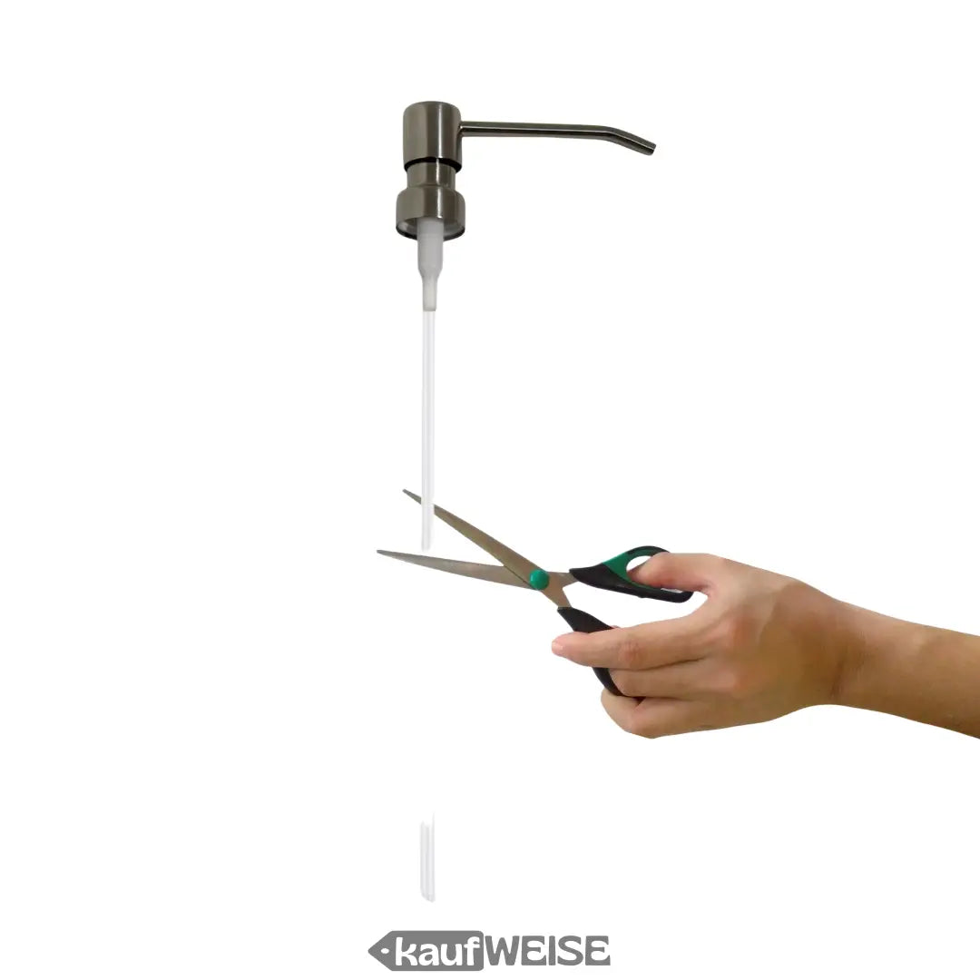 Edelstahl Seifenpumpe mit Maßen, langlebig und modern fürs Bad oder Küche