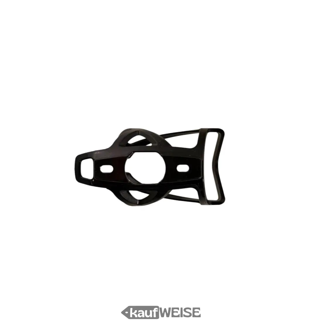 Schwarzer universal fahrrad flaschenhalter aus kunststoff mit schlankem minimalistischen design und integrierten montage slots