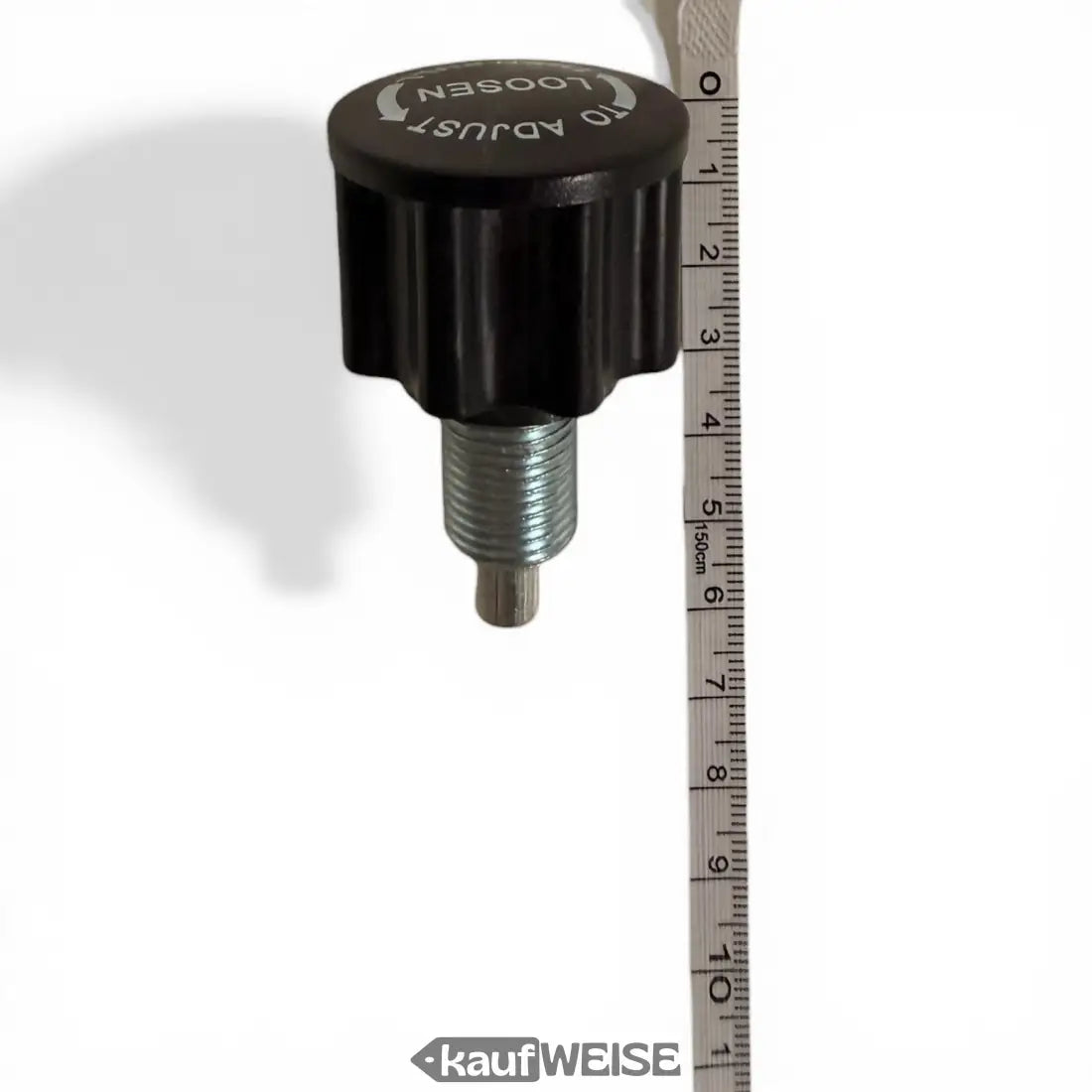 Verstellknopf in schwarz aus kunststoff mit gewindeschraube und einstellmarkierung zum lösen oben drauf