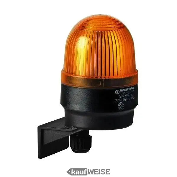Orange Werma Xenon-Blinkleuchte 24V AC/DC IP65 mit schwarzem Sockel und Griff